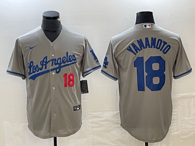 Men's Los Angeles Dodgers Yoshinobu Yamamoto #18 Gray Jersey